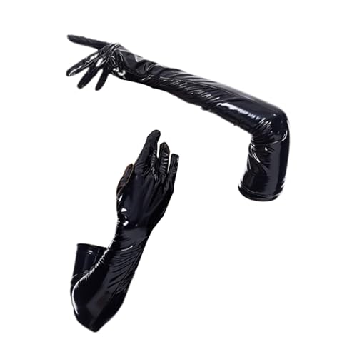 Baoblaze Patentlederhandschuhe Lange Ellbogenhandschuhe Dress Up Stretch Fäustlinge für Frau für Weihnachtstanzkleidung Opera Night Club Halloween, Schwarz von Baoblaze