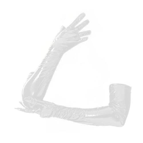 Baoblaze Patentlederhandschuhe Lange Ellbogenhandschuhe Dress Up Stretch Fäustlinge für Frau für Weihnachtstanzkleidung Opera Night Club Halloween, Weiß von Baoblaze
