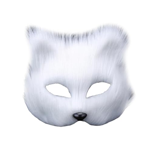 Baoblaze Pelziger Maske Kostüm Maske Kostüm Gesichtsmaske Festival Mardi Gras Maske Bar Rollenspiele Abend Party Tiere Cosplay Maske, Weiß von Baoblaze