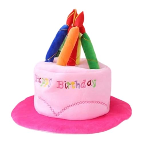 Baoblaze Plüsch-Geburtstagskuchenhut, mehrfarbige Kerzen, Partygeschenke für Maskeraden-Rollenspiele von Baoblaze
