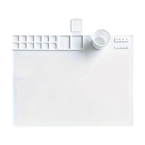 Baoblaze Silikonmalerei Matte mit Cup Tisch Graffiti Matte Easy Cleaning Craft Bastel Matte Matte für Erstellen Sie Schnittton, Weiß von Baoblaze