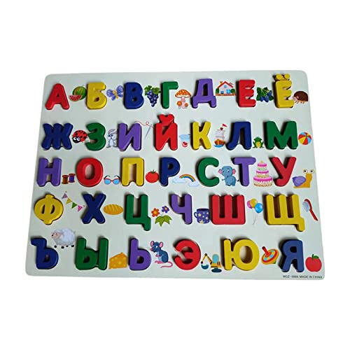 Baoblaze Tragbares Russisches Alphabet-Brett aus Holz, Bunte Lehrmittel, Russisches Alphabet, Puzzle-Wort, frühe Buchstabentafel für Vorschulkinder von Baoblaze
