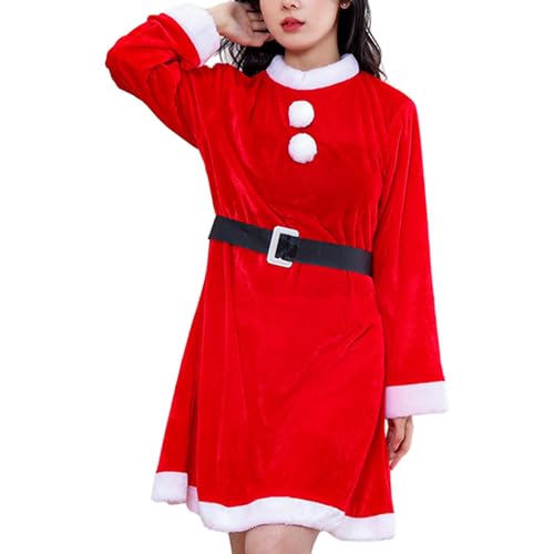 Baoblaze Weihnachtsmann-Kleid-Outfit, Weihnachtskostüm-Outfit, Kostüm für Erwachsene, Cosplay, Weihnachtskleidung, Weihnachtsoutfit für Feiertagskarneval, ohne Schal von Baoblaze