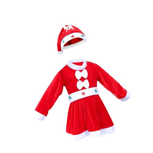 Baoblaze Weihnachtsmann-Kostüm für Kinder, roter Anzug, Weihnachtsanzug, Kleidungsset, Outfit für Halloween, Festival, Karneval, Cosplay, Geschenk, Mädchen, 160cm von Baoblaze