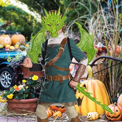 Baoqifong Drachenkostüm Kinder, Halloween Zubehör & Requisiten, Bequemes Halloween Drachenkostüm-Set für Kinder für Maskerade, Cosplay, Karneval und Bühne von Baoqifong