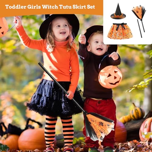 Baoqifong Hexenkostüm | Lustiges Halloween-Kostüm Set | Süßes Set mit Hut Rock für 2-8 Jahre Halloween Bühne Gruselhaus von Baoqifong