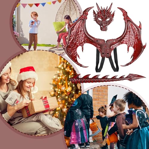 Baoqifong Kinder Drachenkostüm,Halloween Verkleidungsset Für Kinder | Halloween Drachenkostüm Set für Karneval, Theater, Schule, Maskerade, Party von Baoqifong