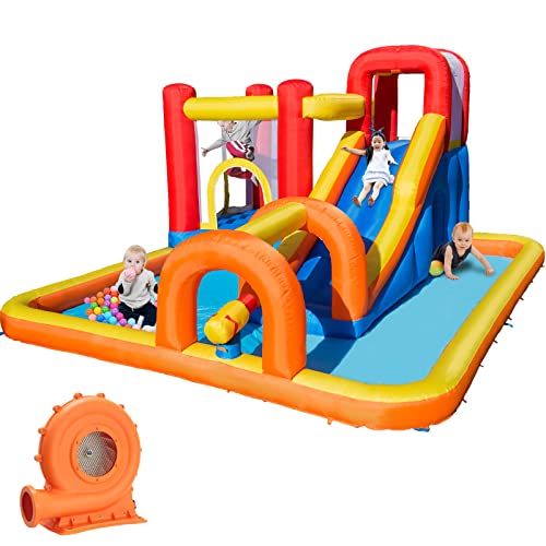 Baralir Hüpfburg mit Gebläse, Trocken-/Wasserrutsche, Kann 3~5 Kinder gleichzeitig beherbergen. Children's Bouncy Castle for Indoor or Outdoor use 400×320×200CM von Baralir