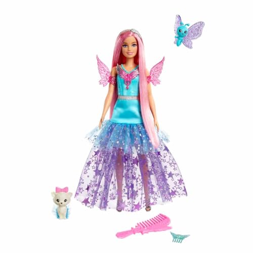 Barbie Ein Verborgener Zauber Puppe - Langhaarige Malibu Roberts Puppe mit schimmerndem Kleid, Zubehör und zwei entzückenden Tieren, für Kinder ab 3 Jahren, HLC32 von Barbie