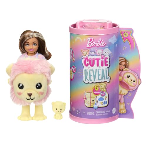 Barbie Cutie Reveal Chelsea-Puppe - 6 Überraschungen, Plüschbabylöwe, Moden, Farbwechselspaß, für Kinder ab 3 Jahren, HKR21 von Barbie