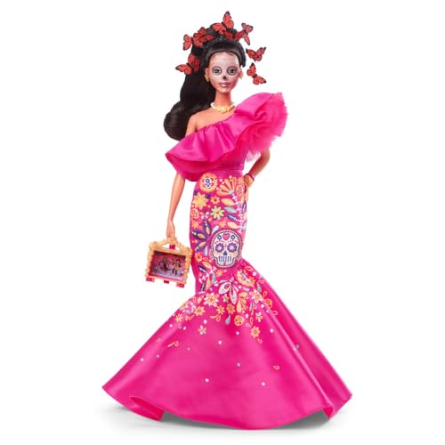 Barbie Día De Muertos Puppe - Limitierte Edition mit traditionellem Kleid und Schmuck, inklusive Ständer und Sammlerzertifikat, für Sammler und Fans ab 6 Jahren, HJX14 von Barbie