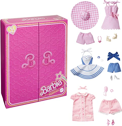 Barbie The Movie - Kleidung für Filme Fans, enthält DREI bekannte Outfits Spielfilm mit Schuhen und Accessoires, als Geschenk für Kinder ab 3 Jahren geeignet, HPK01 von Barbie
