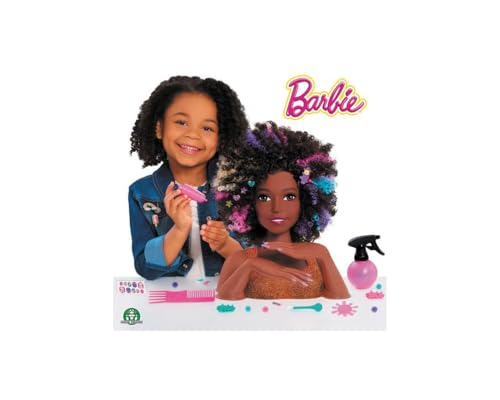 Barbie, Frisierkopf Affro Style, 27 Friseur-Accessoires inklusive, Sein Make-up wechselt die Farbe, Spielzeug für Kinder ab 3 Jahren, GIOCHI PREZIOSI, BAR34 Barbie, Frisierkopf Affro Style, 27 Friseur-Accessoires inklusive, Sein Make-up wechselt die Farbe, Spielzeug für Kinder ab 3 Jahren, GIOCHI PREZIOSI, BAR34 von Barbie