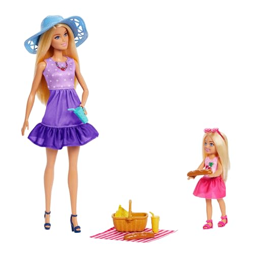 Barbie Family & Friends Spielset aus Puppen und Accessoires, Spielset mit Picknick-Thema, Mode, kleinen Puppen und 9 Accessoires inkl. Essen, JBF43 Barbie Family & Friends Spielset aus Puppen und Accessoires, Spielset mit Picknick-Thema, Mode, kleinen Puppen und 9 Accessoires inkl. Essen, JBF43 von Barbie