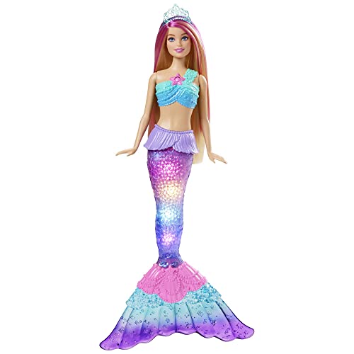 Barbie Dreamtopia Zauberlicht Meerjungfrau Puppe mit blonden Haaren, Barbiepuppe mit Meerjungfrauenschwanz, geeignet als Geschenk für Kinder ab 3 Jahren, HDJ36 Barbie Dreamtopia Zauberlicht Meerjungfrau Puppe mit blonden Haaren, Barbiepuppe mit Meerjungfrauenschwanz, geeignet als Geschenk für Kinder ab 3 Jahren, HDJ36 von Barbie
