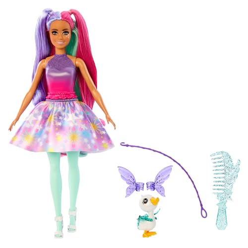 Barbie A Touch of Magic EIN verborgener Zauber Puppe und Accessoires, Glyph-Puppe in Fantasy-Outfit, Haustier, Leine und Styling-Accessoires, JCW50 von Barbie
