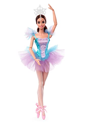 Barbie Ballerina Puppe, Signature Doll aus der Serie Ballet Wishes, bewegliche Barbiepuppe mit Tutu, Ballettschuhen, Krone, inklusive Barbiepuppe, Geschenk für Kinder, Spielzeug ab 3 Jahre von Barbie