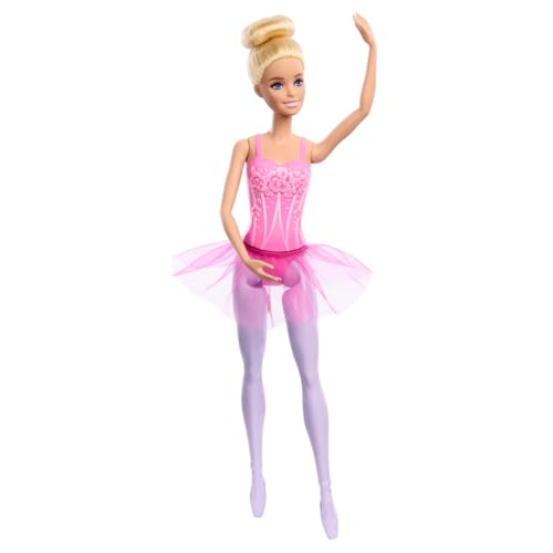 Barbie Ballerina-Puppe, Blonde Modepuppe in lilafarbenem, ausziehbarem Tutu, mit Ballettarmen und Ballerinaspitzenschuhen, HRG34 Barbie Ballerina-Puppe, Blonde Modepuppe in lilafarbenem, ausziehbarem Tutu, mit Ballettarmen und Ballerinaspitzenschuhen, HRG34 von Barbie