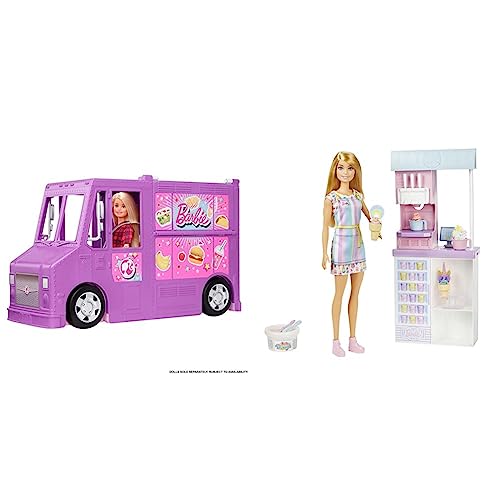 Bundle aus Barbie Food Truck Vehicle Playset mit 30+ Zubehör, + Barbie You Can Be Anything Series, Ice Cream Parlour, 1 x Barbie Puppe mit blonden Haaren, Spielzeug ab 3 Jahren Bundle aus Barbie Food Truck Vehicle Playset mit 30+ Zubehör, + Barbie You Can Be Anything Series, Ice Cream Parlour, 1 x Barbie Puppe mit blonden Haaren, Spielzeug ab 3 Jahren von Barbie