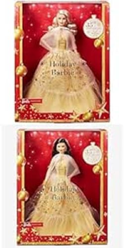 Barbie Bundle Pack - 35. Jubiläumsedition mit goldenem Kleid und Echtheitszertifikat (HJX08 + HJX07), saisonales Sammlergeschenk für Kinder ab 6 Jahren von Barbie