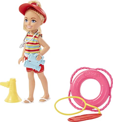 Barbie Puppe & Spielset, Chelsea Can Be Blonde Lifeguard Kleines Puppenset mit Outfit & 6 Karriere-Zubehör Barbie Puppe & Spielset, Chelsea Can Be Blonde Lifeguard Kleines Puppenset mit Outfit & 6 Karriere-Zubehör von Barbie