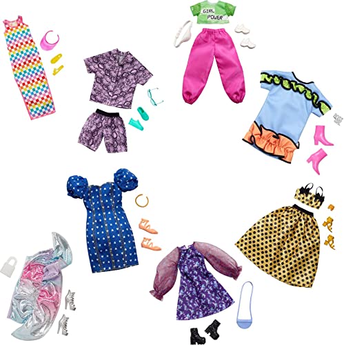 Barbie Clothes Multipack with 8 Complete Outfits for Barbie Doll, 25+ Pieces Include 8 Outfits, 8 Pairs of Shoes & 8 Accessories, Gift for 3 to 8 Year Olds von Barbie