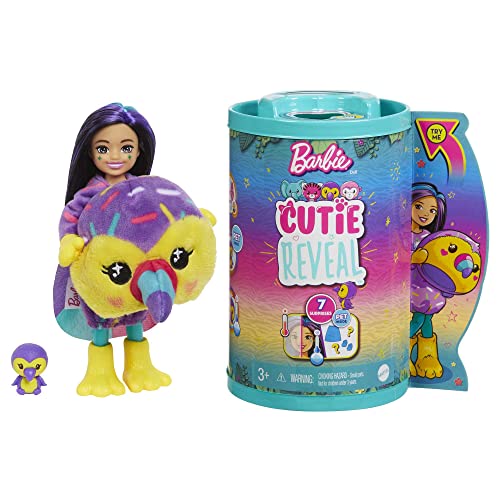 Barbie Cutie Reveal, Chelsea-Puppe mit Tukan-Accessoires, 7 Überraschungen, Haustier, Farbwechseleffekt, inkl Cutie Reveal Puppe, Geschenk für Kinder, Spielzeug ab 3 Jahre,HKR16 Barbie Cutie Reveal, Chelsea-Puppe mit Tukan-Accessoires, 7 Überraschungen, Haustier, Farbwechseleffekt, inkl Cutie Reveal Puppe, Geschenk für Kinder, Spielzeug ab 3 Jahre,HKR16 von Barbie