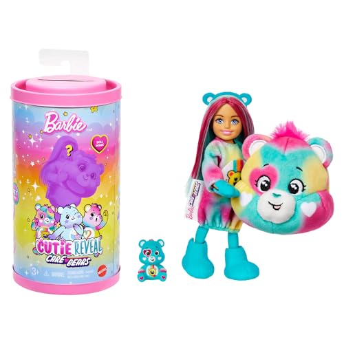 Barbie Cutie Reveal Glücksbärchis kleine Chelsea-Puppe und Zubehör, Serie 2 mit Plüschkostüm und 6 Überraschungen, einschließlich Farbwechsel (Stile können abweichen), JGH75 von Barbie