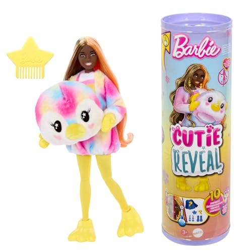 Barbie Cutie Reveal Puppe und Accessoires, Batik-Pinguin-Plüschkostüm und 10 Überraschungen mit Farbwechsel, Color Dream-Reihe, HRK40 Barbie Cutie Reveal Puppe und Accessoires, Batik-Pinguin-Plüschkostüm und 10 Überraschungen mit Farbwechsel, Color Dream-Reihe, HRK40 von Barbie