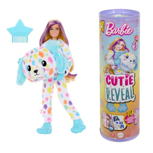 Barbie Cutie Reveal Puppe und Accessoires, Regenbogen-Dalmatiner-Plüschkostüm und 10 Überraschungen mit Farbwechsel, Color Dream-Reihe, HRK41 Barbie Cutie Reveal Puppe und Accessoires, Regenbogen-Dalmatiner-Plüschkostüm und 10 Überraschungen mit Farbwechsel, Color Dream-Reihe, HRK41 von Barbie