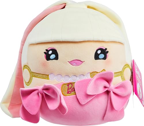 Barbie Cuutopia Plüschpuppe mit ikonischem Look, 25,4 cm, weiche Kissenpuppe mit taktilem Filz, rosa Schleifen und langem Pferdeschwanz, Sammlerstück von Barbie