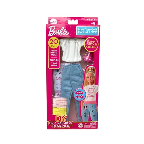 Barbie DIY Fashion Designer Set - Make Your Own Casual Look | Includes T-Shirt, Leggings, Stickers, Ribbons & Stamp | Creative Fashion Toy Kit for Kids Ages 5+ Barbie DIY Fashion Designer Set - Make Your Own Casual Look | Includes T-Shirt, Leggings, Stickers, Ribbons & Stamp | Creative Fashion Toy Kit for Kids Ages 5+ von Barbie