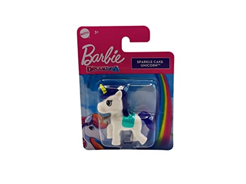 Barbie Mattel HFG33 Dreamtopia Lollipop Unicorn Glitzer Mähne Mini Einhorn Spielfigur weiß für Kinder 5 cm, klein von Barbie