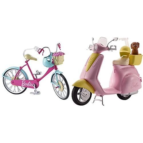 Barbie DVX56 FRP56 Motorroller, pink & DVX55 - Fahrrad von Barbie
