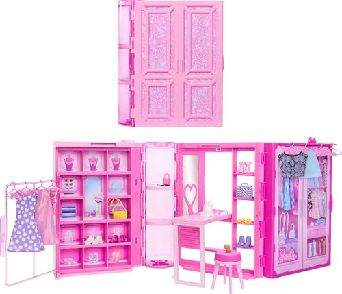 Barbie Dream Closet Spielzeug Spielset & Aufbewahrung mit Kleidung & Zubehör, 91 cm breit mit 25+ Teilen, enthält 4 komplette Mode-Looks Barbie Dream Closet Spielzeug Spielset & Aufbewahrung mit Kleidung & Zubehör, 91 cm breit mit 25+ Teilen, enthält 4 komplette Mode-Looks von Barbie
