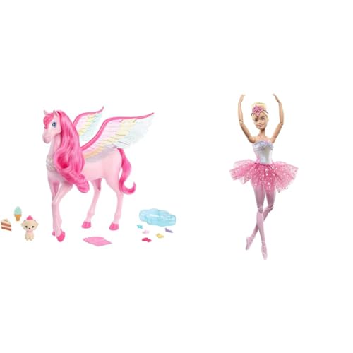 Barbie Ein Verborgener Zauber Pegasus & Dreamtopia Ballerina Puppe, Twinkle Lights Ballerina mit rosa Tutu und blonden Haaren von Barbie