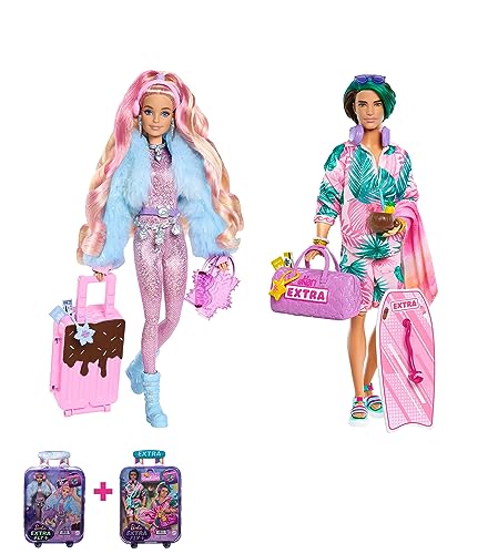 BARBIE Extra Fly - Reisepuppe mit Winter-Outfit, HPB16 + BARBIE Extra Fly - Ken Reisepuppe, HNP86 von Barbie