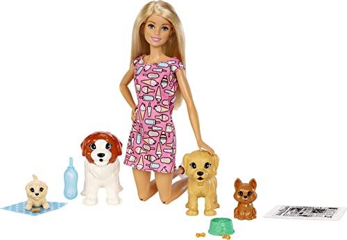 Barbie FXH08 - Hundesitterin, blond, Spielset mit 4 Hunden, mit einem Häufchen machenden und einem PIPI machenden Hund, mit Farbwechsel-Papier +mehr, Geschenk für Kinder im Alter von 3 bis 7 Jahren Barbie FXH08 - Hundesitterin, blond, Spielset mit 4 Hunden, mit einem Häufchen machenden und einem PIPI machenden Hund, mit Farbwechsel-Papier +mehr, Geschenk für Kinder im Alter von 3 bis 7 Jahren von Barbie