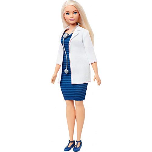 Barbie FXP00 - Kurvige Ärztin-Puppe mit Stethoskop und blondem Haar, Spielzeug ab 3 Jahren von Barbie