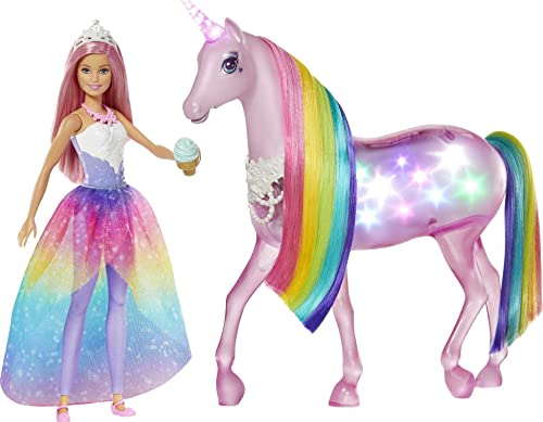 Barbie FXT26 - Dreamtopia Magisches Zauberlicht Einhorn mit Berührungsfunktion, Licht und Sound, Puppen Spielzeug und Puppenzubehör ab 3 Jahren, Mehrfarbig von Barbie