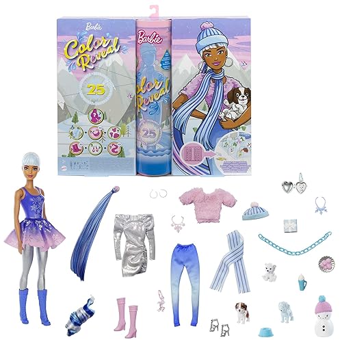 Barbie Farbe Reveal Adventskalender, 25 Überraschungen enthalten Farbe Reveal Barbie-Puppe, 1 Farbe Reveal Haustier, Kleidung, Zubehör, Geschenk für Kinder 3 Jahre alt & Up, HBT74 Barbie Farbe Reveal Adventskalender, 25 Überraschungen enthalten Farbe Reveal Barbie-Puppe, 1 Farbe Reveal Haustier, Kleidung, Zubehör, Geschenk für Kinder 3 Jahre alt & Up, HBT74 von Mattel
