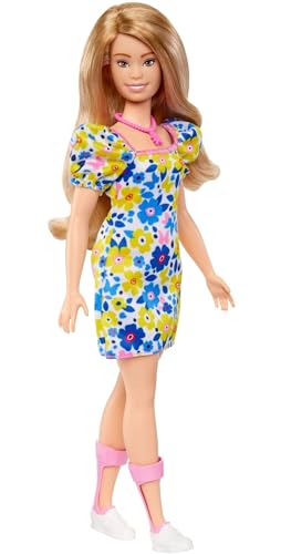 Barbie Fashionistas - Puppe entwickelt mit der National Down Syndrome Society, Blondes Haar und trendiges Outfit mit Blümchenkleid und weißen Turnschuhen, für Kinder ab 3 Jahren, HJT05 von Barbie