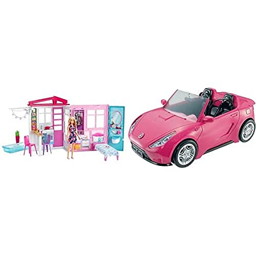Barbie Ferienhaus mit Puppe + Glam Cabrio von Barbie