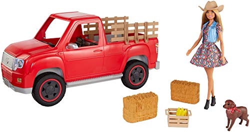 Barbie GFF52 - Spaß auf dem Bauernhof Farmer Truck mit Bäuerin Puppe, Puppen Spielzeug ab 3 Jahren, mehrfarbig von Barbie