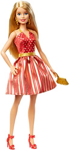 Barbie GFF68 Puppe im rot-goldenen Kleid von Barbie