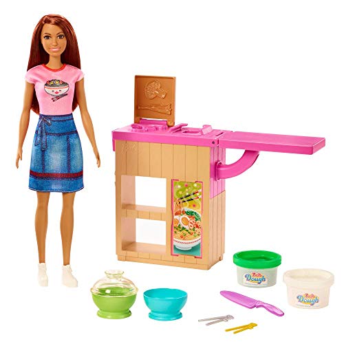 Barbie GHK44 - Pasta-Spielset und Puppe (brünett) und Arbeitsbereich, mit Zubehör und Spielknete, Spielzeug ab 4 Jahren von Barbie