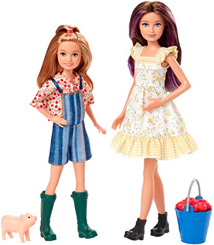 Barbie GHT16 - Spaß auf dem Bauernhof Puppen Spielset mit Skipper- und Stacie-Puppen, Schweinchen und Äpfeln, Spielzeug ab 3 Jahren von Barbie