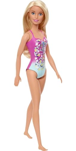 Barbie GHW37 - Beach Puppe mit Badeanzug im Blumenmuster, Spielzeug ab 3 Jahren von Barbie