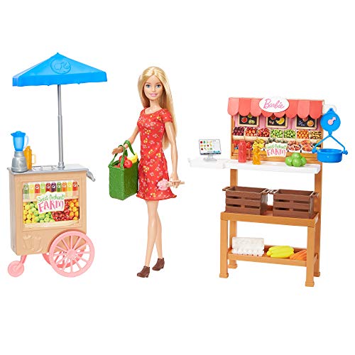 Barbie GJB65 - „Spaß auf dem Bauernhof“ Bauernmarkt Spielset und Puppe, Mehrfarbig von Barbie