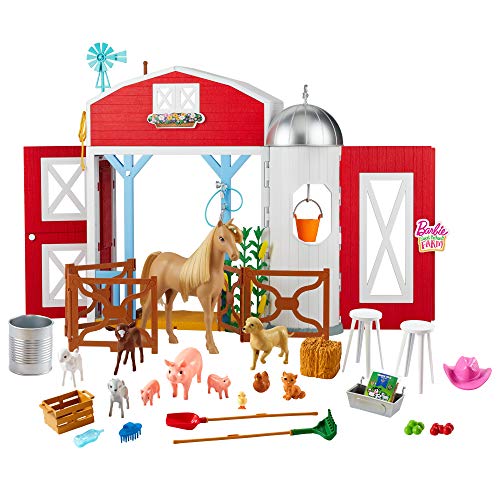 Barbie GJB66 - „Spaß auf dem Bauernhof“ Pferdehof Spielset mit Scheune, 11 Tieren, tollen Funktionen & 15 Teilen, Spielzeug für Kinder ab 3 Jahren Barbie GJB66 - „Spaß auf dem Bauernhof“ Pferdehof Spielset mit Scheune, 11 Tieren, tollen Funktionen & 15 Teilen, Spielzeug für Kinder ab 3 Jahren von Barbie